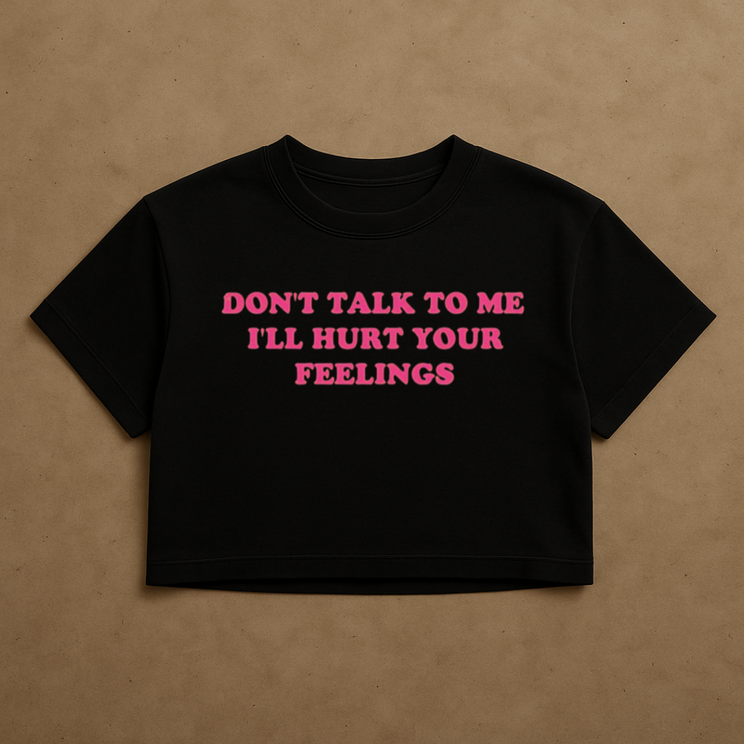Black Graphic Crop Top - Women
