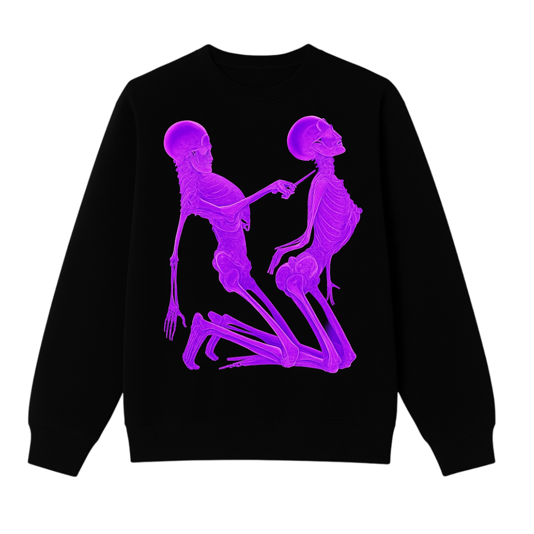 Neon Purple Skeleton Lovers Sweatshirt