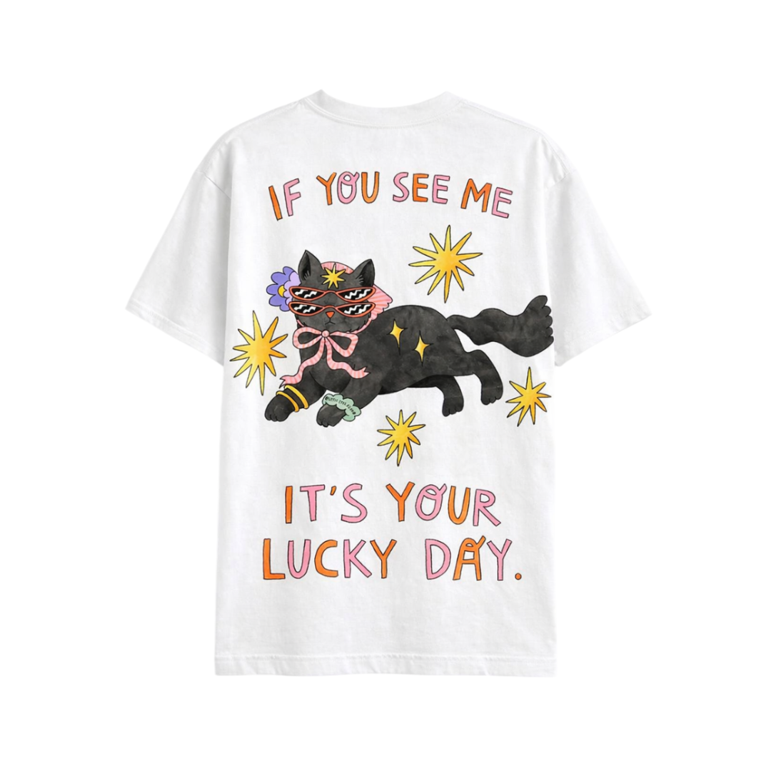 Lucky Cat Graphic Oversized Tee
