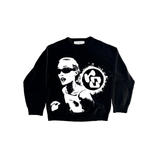 Unisex Black Graphic Oversized Sweatshirt