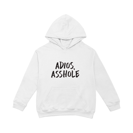 ADIOS ASSHOLE Oversized White Hoodie - Unisex