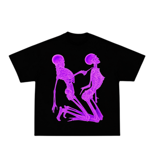 Neon Purple Skeleton Lovers T-Shirt