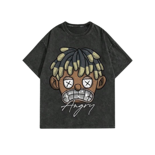 Angry Doodle Graphic Acid Wash Oversized Tee – Unisex